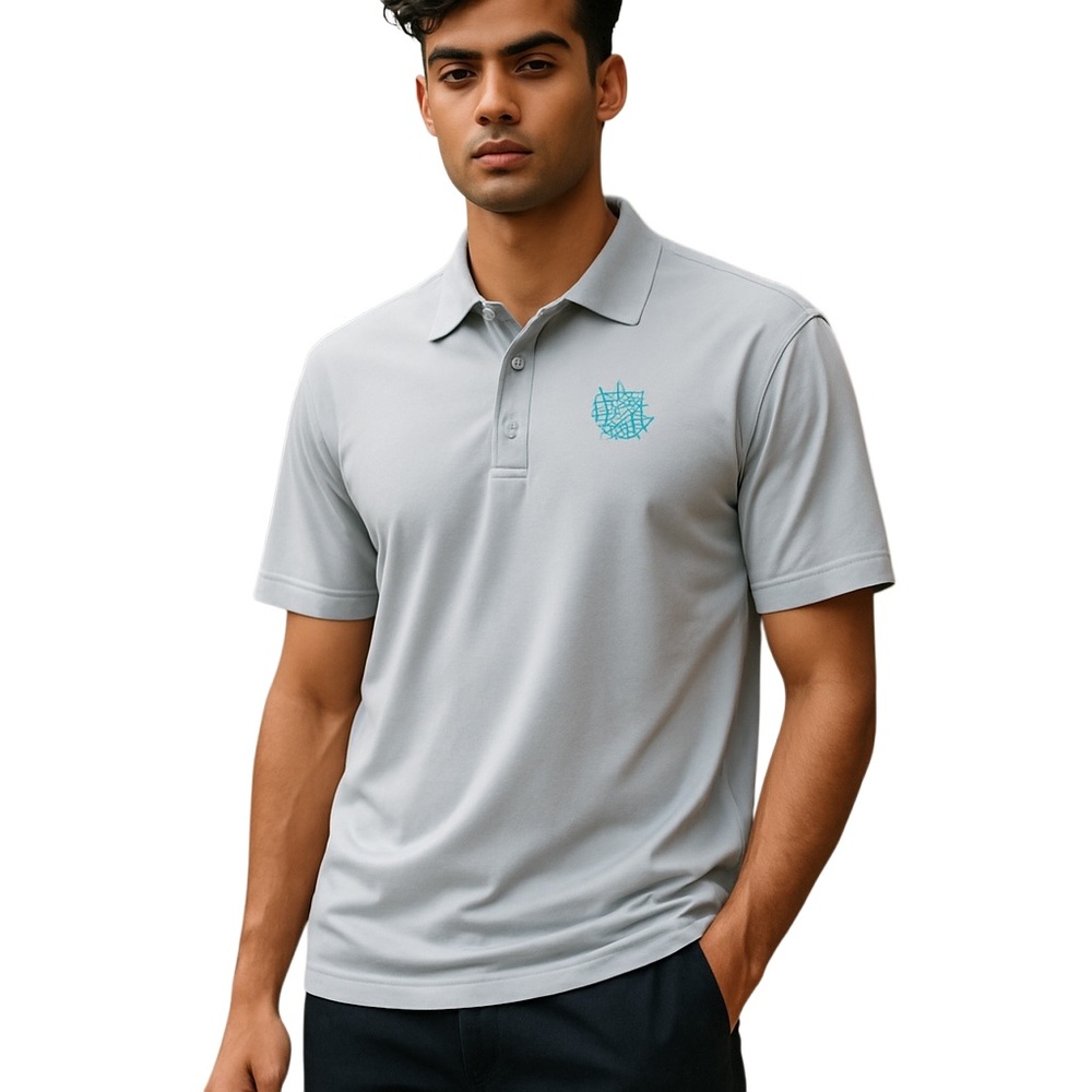 LOLLAPALOOZA VINTAGE BAND POLO SHIRT Size L Gray/Turquoise Logo Festival Wear